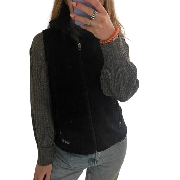 Patagonia Fleece Zip up Sweater Vest Black X-Small - Picture 3 of 7